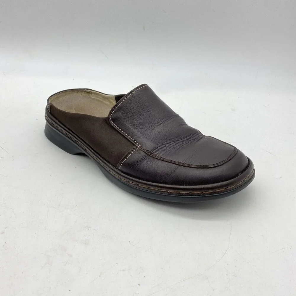 Spring Step‎ Shoes Women's 8 M Brown Leather Loafers Clogs Handmade Sole Causal